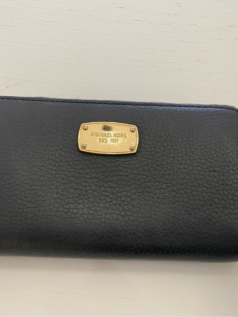 Michael Kors Black Leather Wallet with Gold Logo Plate